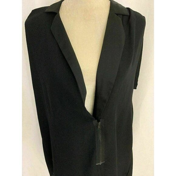 Topshop Womens Solid Black V Neck Short Sleeve Blazer Vest 8 Medium - Picture 2 of 6